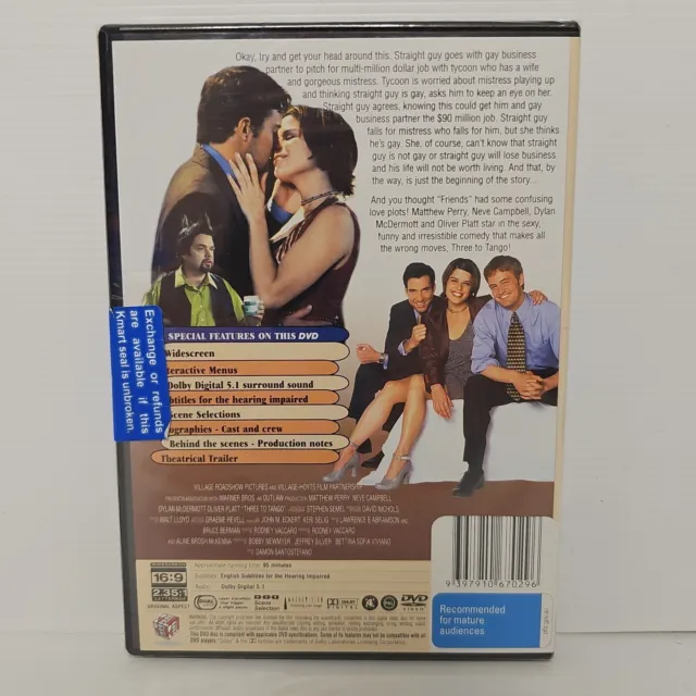 Three To Tango DVD Movie Region 4 PAL Matthew Perry Romantic Comedy  Sealed (K) 2