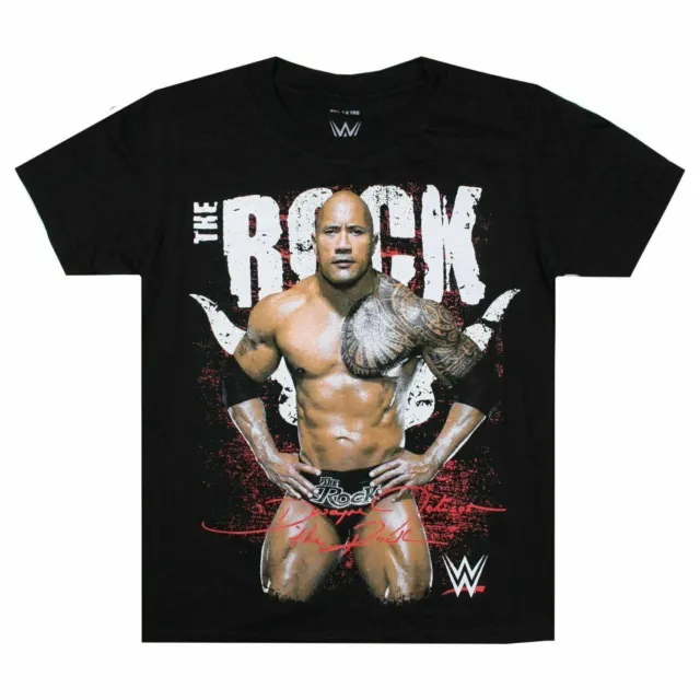 T-shirt bambini WWE The Rock Pose nera 5-14 anni ragazzi ragazze ufficiale