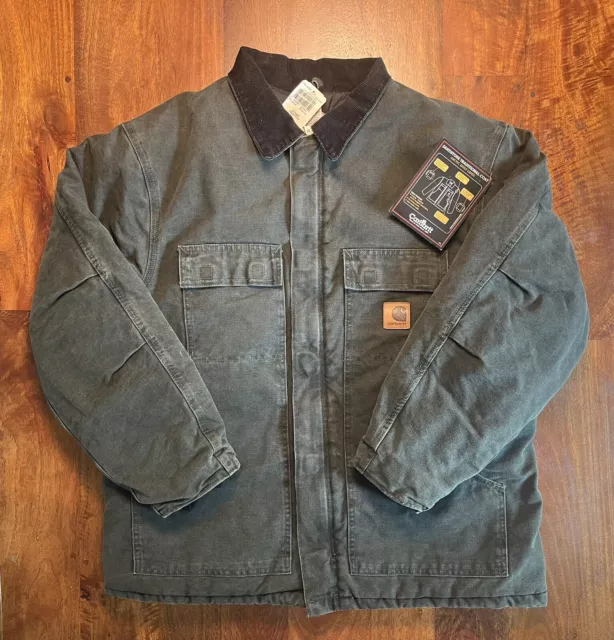 CARHARTT MOSS GREEN Sandstone Traditional Coat Arctic Quilt Lined