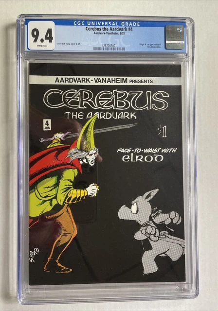 Cerebus #4  CGC 9.4 Aardvark Vanaheim 1978 Origin 1st App. Elrod Scarce