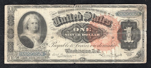 Fr. 217 1886 $1 One Dollar “Martha” Silver Certificate Currency Note Very Fine