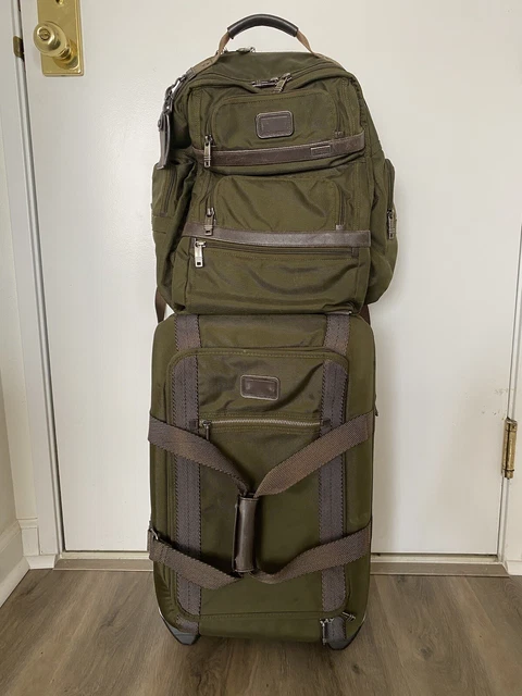 Tumi Alpha Bravo Backpack Set Match Luggage Roller Wheels Travel green Carry-On