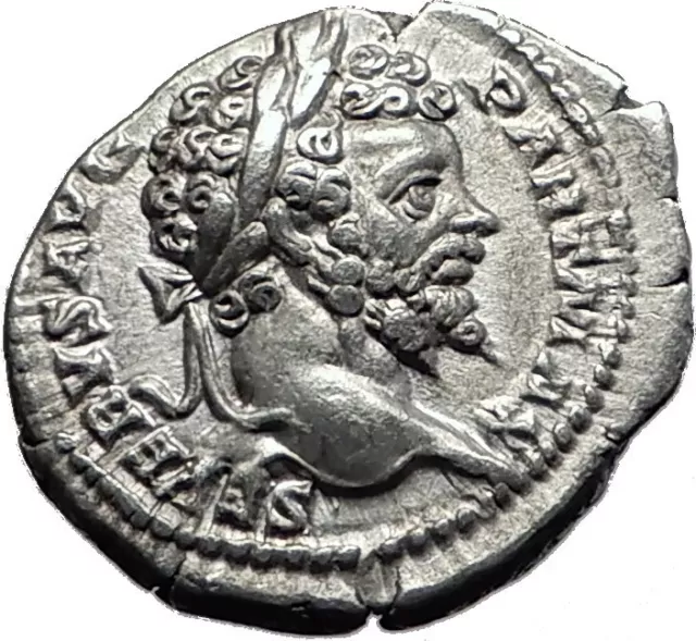 SEPTIMIUS SEVERUS 200AD Rome Authentic Ancient Silver Roman Coin VIRTUS i58838