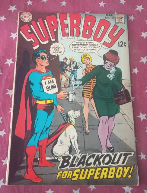 Superboy #154 (1969): Neal Adams Cover Art! Silver Age DC Comics! Krypto! FN!