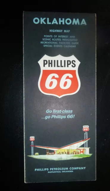 1964 Oklahoma  road map Phillips 66  oil  gas route 66 event calendar