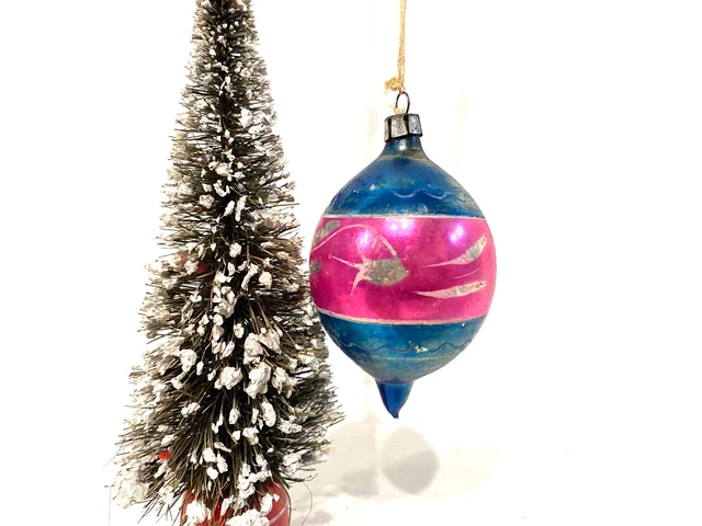 Lot Vintage : 6 Boules De Noël En Verre Anciennes + 11 Pinces à Bougies - Décorations De Sapin Rétro