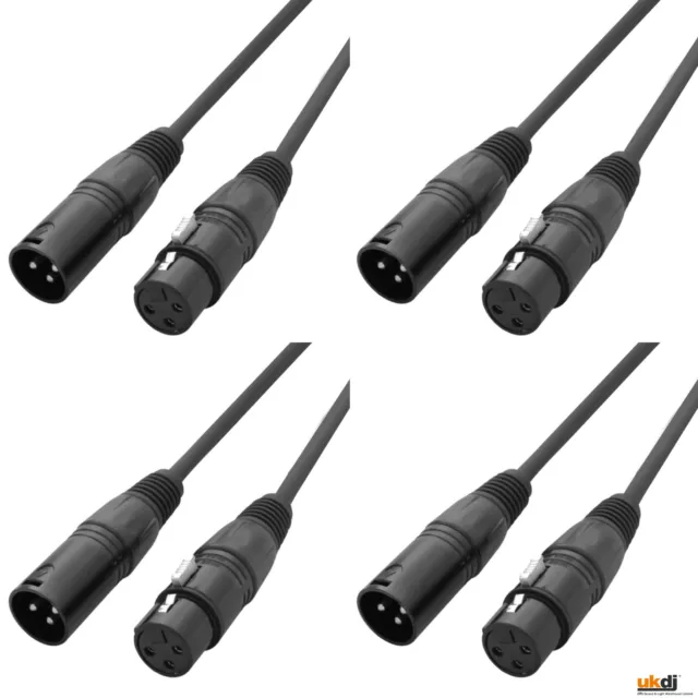 Pack of 4 LEDJ Pro 2m 6.56ft 3-Pin Male to Female DMX Lead Lighting Cables