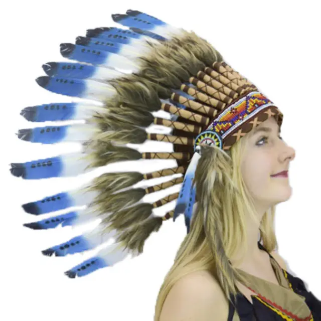 Indian Small Blue Tip Feather Headdress