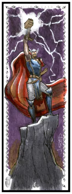 2019 Upper Deck UD Marvel Premier Quad Panel 1/1 Sketch Jaren Hickman Thor JS