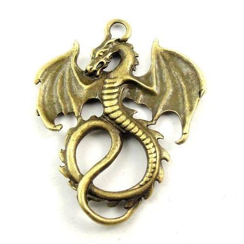 24 Stück Antiqued Bronze 30x27x2mm Schön Drachen Anhänger Charms Dangles 31079