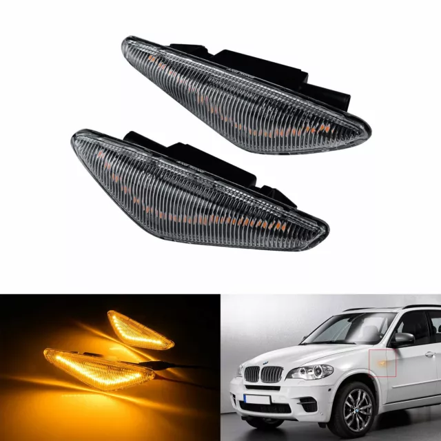 2x Clignotant Répétiteur LED Lentille Transparent Pour BMW X3 X5 06-13 X6 07-14