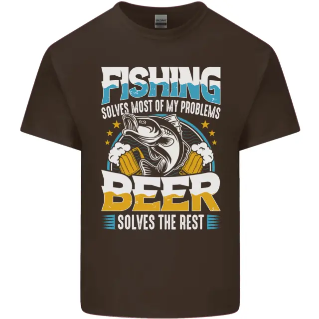 T-shirt top da pesca e birra divertente pescatore alcol da uomo cotone 9