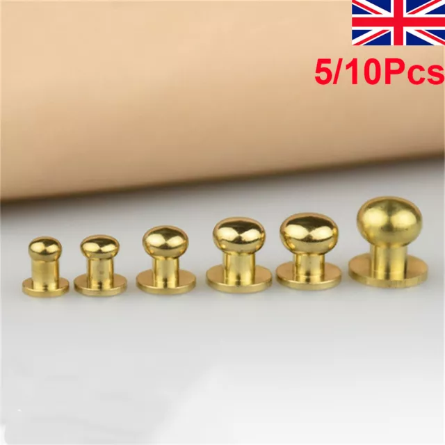 Sam Browne Screw Studs Brass/Nickel - Leathercraft - Choose Size/Quantity