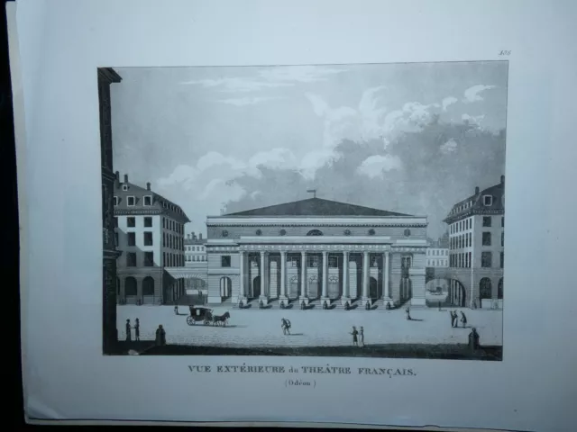 gravure  mi XIXeme vue exterieure du theatre francais  paris