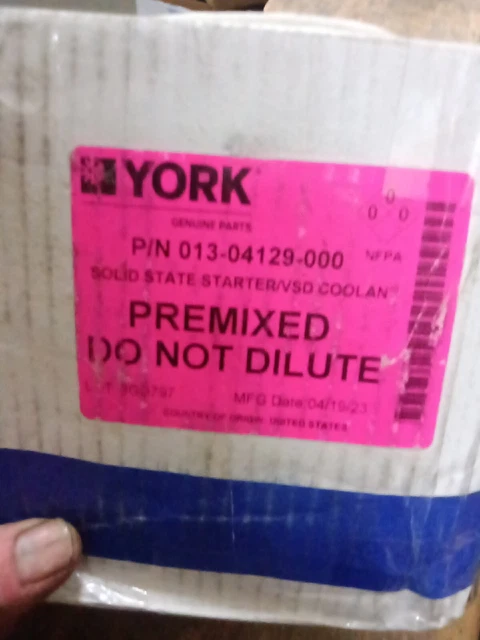 York 013-04129-000 Solid State Starter/VSD Coolant 1 Gal,  Mfg Date 4/23,    836