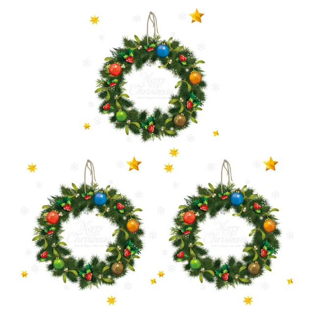 3 pz adesivi per porta in rattan natalizio pellicola per finestra di Natale green