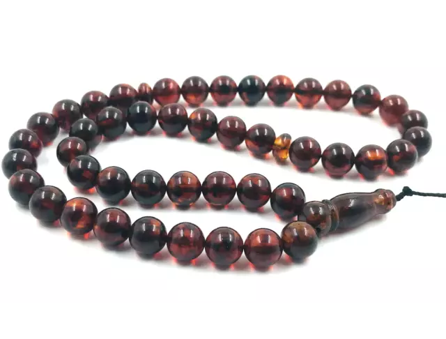 Baltic Amber Stone Islamic Prayer 33 beads Tasbih Misbaha Rosary Tasbeeh pressed