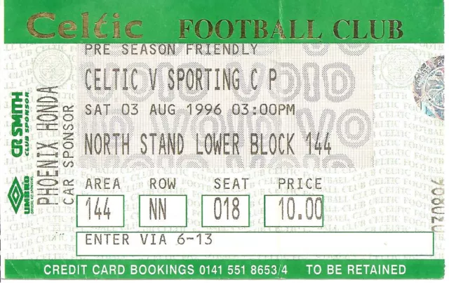 Football TICKET - 34 - Celtic v Sporting Lisboa 1996/97 - Friendly