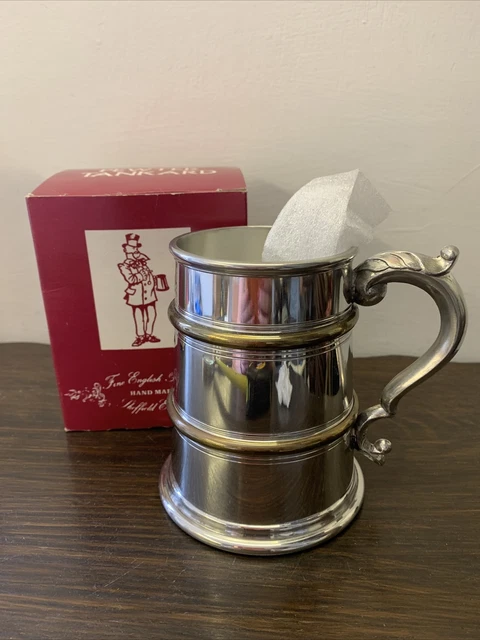 Vintage Mint Condition Pint Size Pewter Tankard - With Box