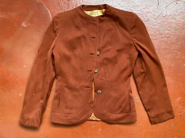 Giacca blazer originale Ward Bros Ragazze su misura marrone rayon ragazza adolescente S