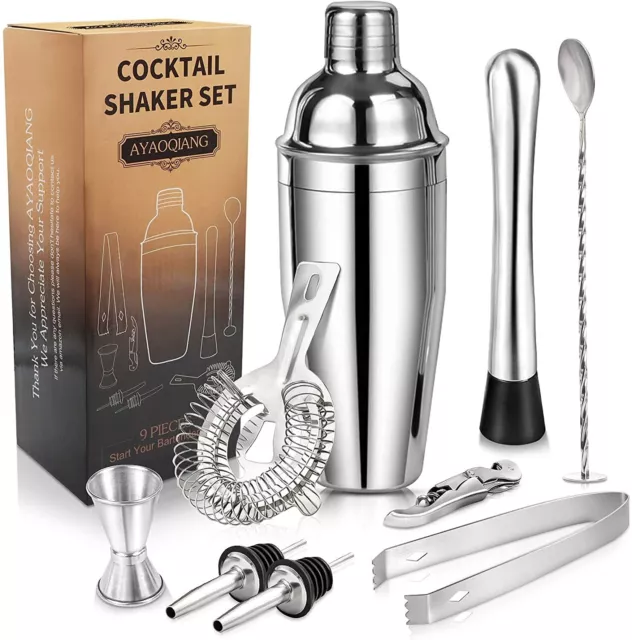 SET COCKTAIL SHAKER Professionale Kit da Barman in Acciaio Inox