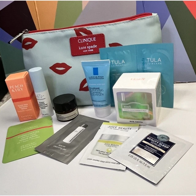CLINIQUE X KATE Spade toiletry pouch w Drunk Elephant Perricone Klairs