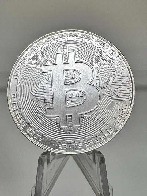 Bitcoin 1 oz .999 Fine Silver Round Crypto Commemorative BlockChain