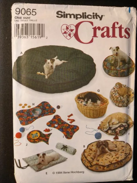 Simplicity Crafts 9065 Uncut Pattern Dog & Cat Beds Toys Accessories