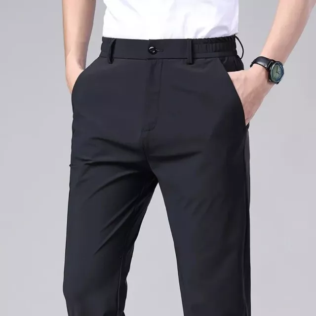 Pantalones Elásticos De Cinturón Elástico Para Hombres Pantalón Clásico Elegante
