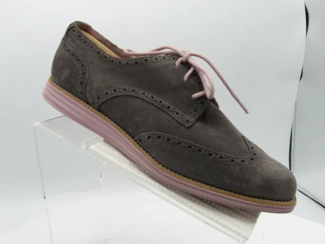 COLE HAAN LUNARLON Grand Size 10 B Gray Suede Wingtip Oxfords Shoes For ...