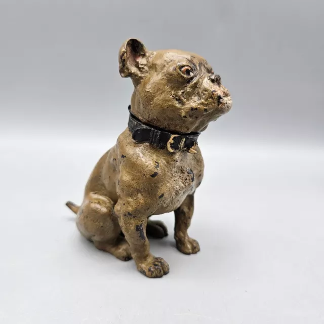 Antique Austrian Cold Painted Bronze Dog Inkwell Marked "Geschutzt"
