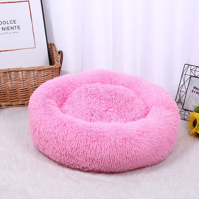 NEW Donut Plush Pet Dog Cat Bed Fluffy Soft Warm Calm Bed Sleeping Kennel Nest 7