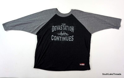 WWE Goldberg The Devastation Continues 3/4 sleeve baseball Shirt Size 3XL