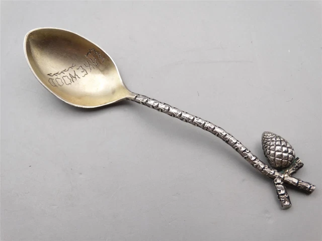 Antique Sterling Silver Lakewood Pinecone Souvenir Demitasse Spoon