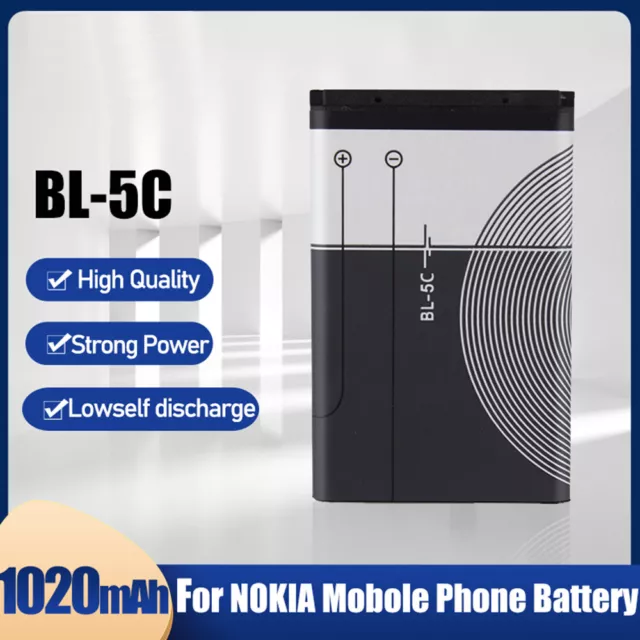 BL-5C 3.7V 1020mAh Replacement Battery for Nokia 6670 6680 6681 6820 6822 7600
