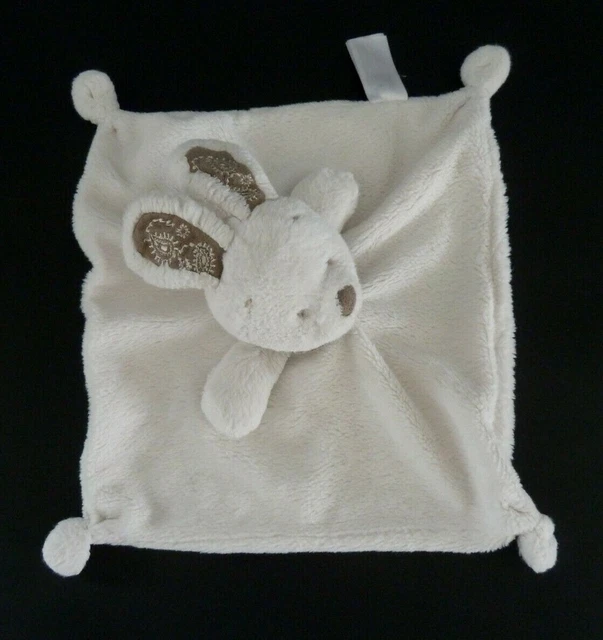 *. Doudou Plat Nicotoy Simba Lapin Blanc Foulard Bandana Marron Taupe - Bon Etat 2