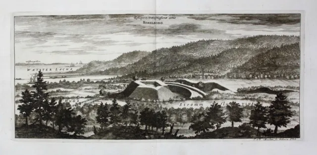 1710 - Rumlaborg Jönköing Smaland sweden Kupferstich Dahlberg engraving