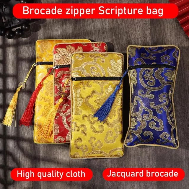 Dragon Pattern Wealthy Flower Pattern Scripture Bag Storage Bag Storage Pouch