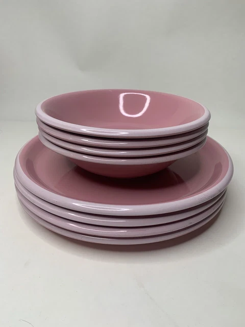 Studio Nova Pink Sherbet HN010 Dinner Plates 11” And Matching Bowls 7”  Set Of 4