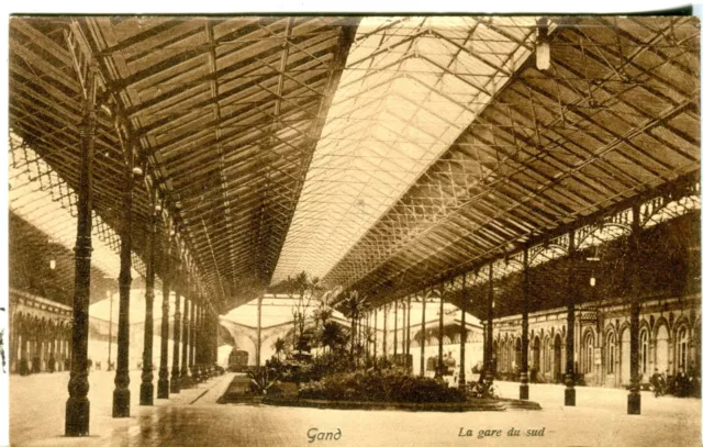 Belgique Gand Ghent - La Gare Du Sud Chemin de Fer Station Vieux Sépia Postale