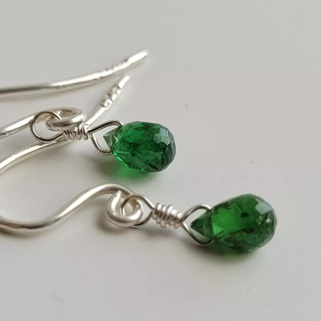 boucles d'oreilles argent pierre précieuse grenat tsavorite fait main