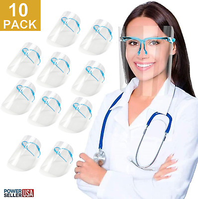 10 Pack Reusable Glasses Face Shield - Transparent - Anti Air Dust Cover Unisex