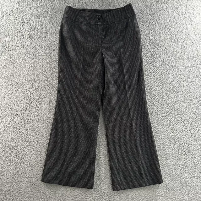 White House Black Market Womens Pants Gray Black Size 4 Flare Leg Houndstooth