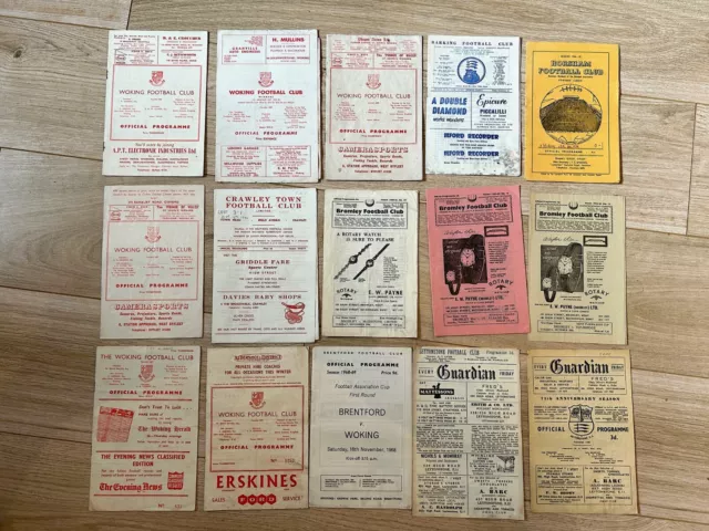 20+ BIN listed 1950s 1960s Woking FC football programmes Isthmian FA Amateur Cup