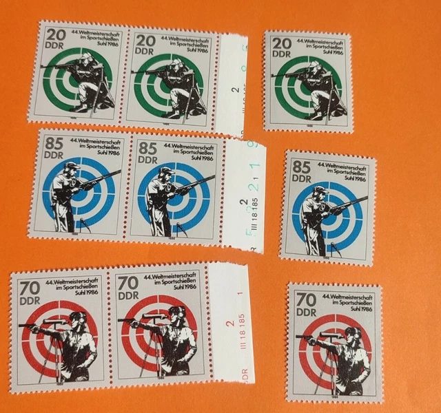 DDR 1986: Mi-Nr. 3045-47 WM im Sportschiessen , 3 Sätze