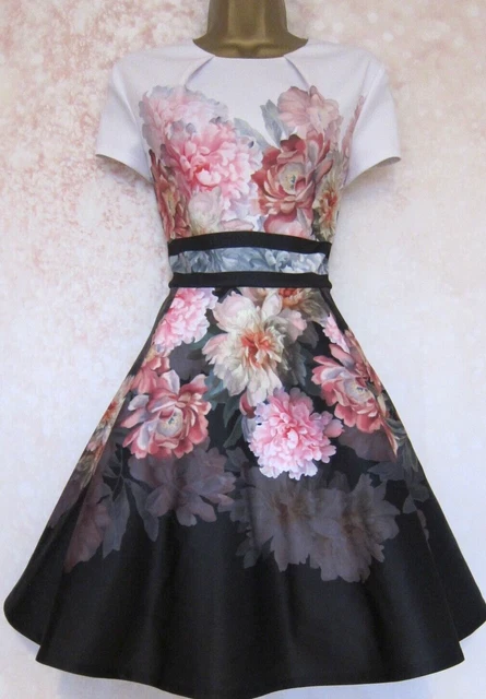 TED BAKER ~Valerey~ Abito UK 10 2 ~Matrimonio~ Pattinatore stretch floreale bellissimo!
