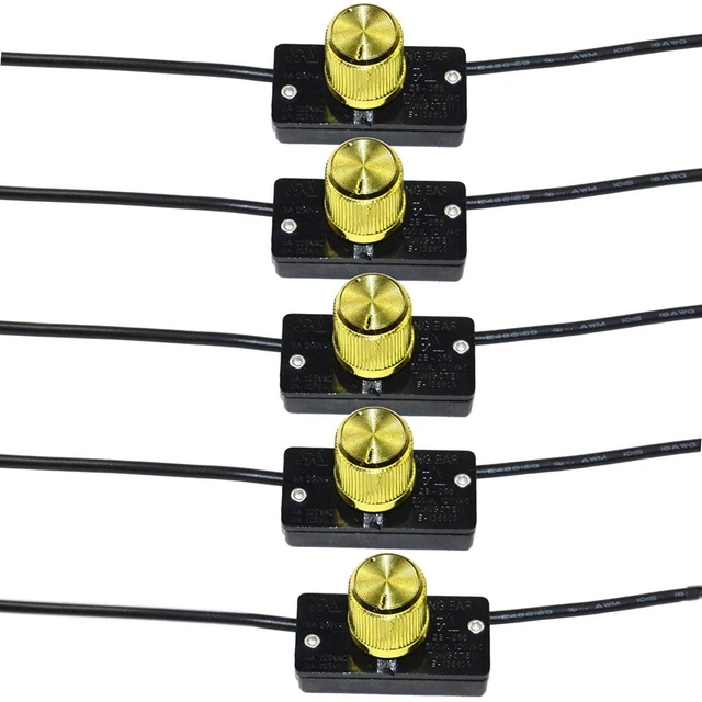 Lot de 5 interrupteurs de lampe universels Hi-lo-Off avec bouton rotatif...