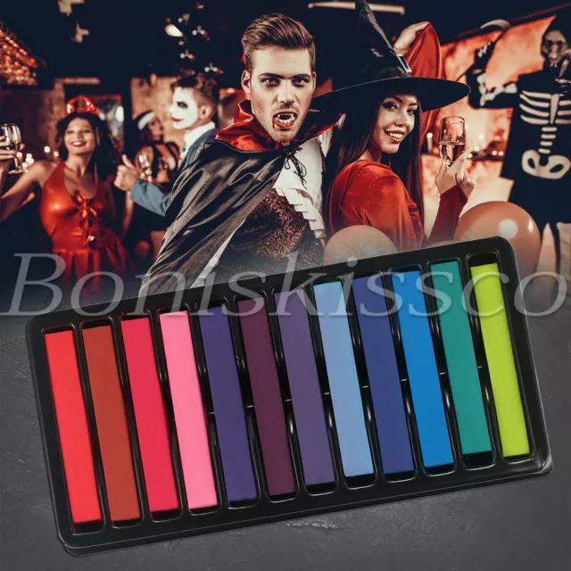 12 Color Hair Chalk Set Hair Dye Temporary Washable Disposable DIY Party Cosplay 2