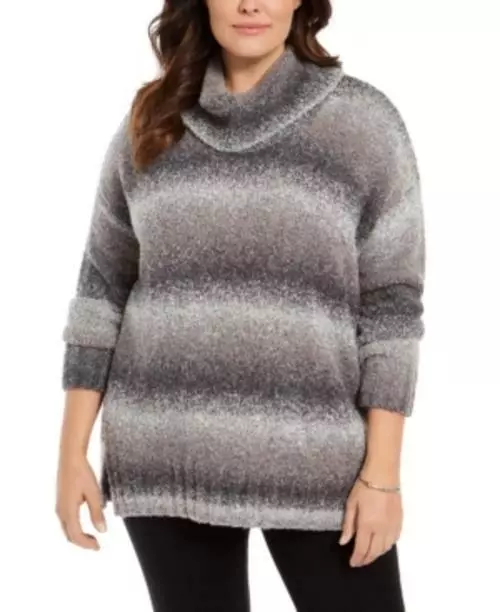 MSRP $70 Style & Co Plus Size Ombre Cowl-Neck Sweater Black Size 1X NWOT