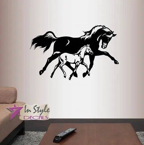 Wall Vinyl Decal Mother Horse Mare with Colt Animals Horses Art Sticker 827
